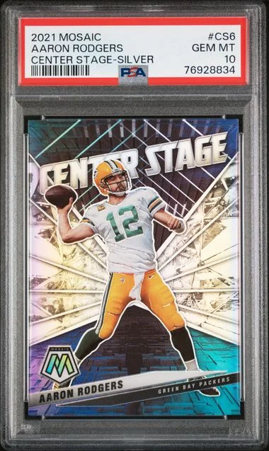 2021 Panini Mosaic Aaron Rodgers Center Stage #CS6 card image