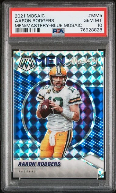 2021 Panini Mosaic Aaron Rodgers Men Of Mastery #MM5 card image