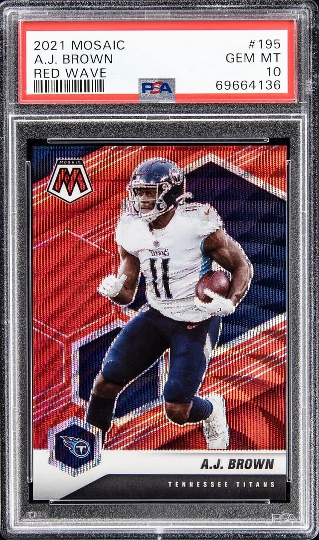 2021 Panini Mosaic A.J. Brown Red Wave Prizm #195 card image