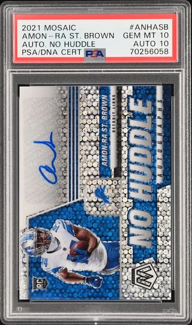 2021 Panini Mosaic Amon-Ra St. Brown Autographs No Huddle #ANH-ASB card image