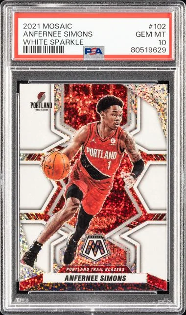 2021 Panini Mosaic Anfernee Simons White Sparkle #102 card image