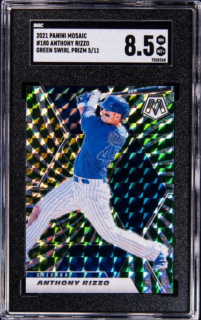 2021 Panini Mosaic Anthony Rizzo Green Swirl Prizm #180 card image