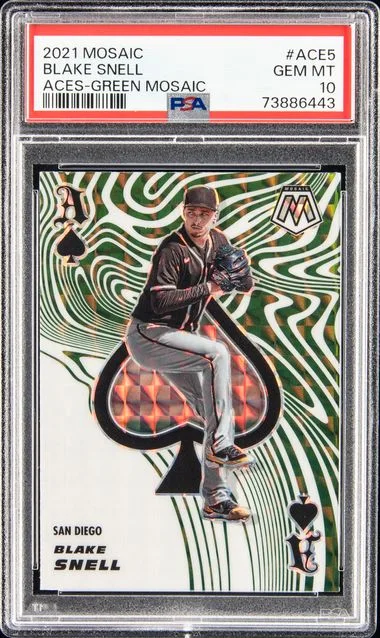 2021 Panini Mosaic Blake Snell Aces Green Mosaic #Ace5 card image