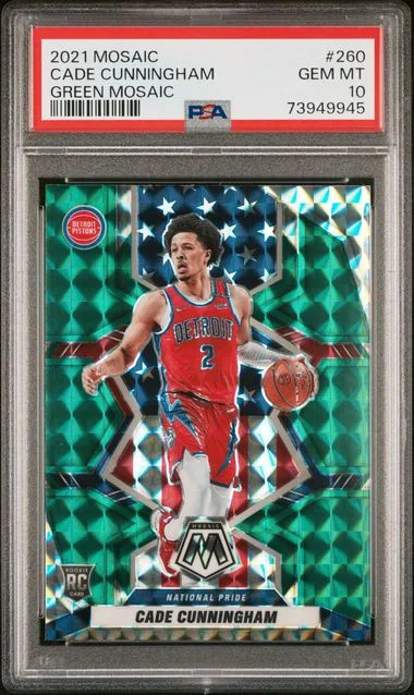 2021 Panini Mosaic Cade Cunningham Green Mosaic #260 card image