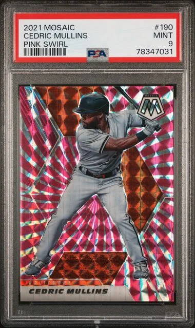 2021 Panini Mosaic Cedric Mullins Pink Swirl #190 card image