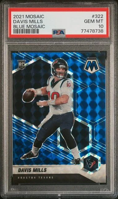 2021 Panini Mosaic Davis Mills Blue Mosaic #322 card image