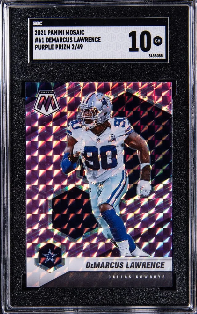 2021 Panini Mosaic DeMarcus Lawrence Purple Prizm #61 card image