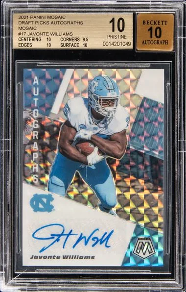 2021 Panini Mosaic Draft Picks Autographs Mosaic Amjv Javonte Williams #no-number card image
