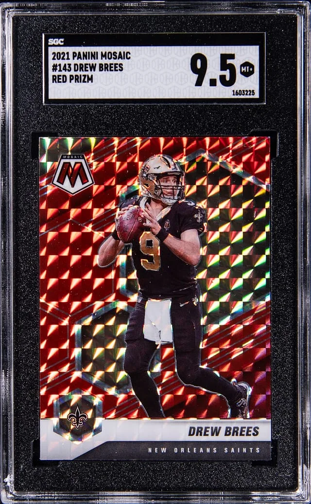 2021 Panini Mosaic Drew Brees Red Prizm #143 card image