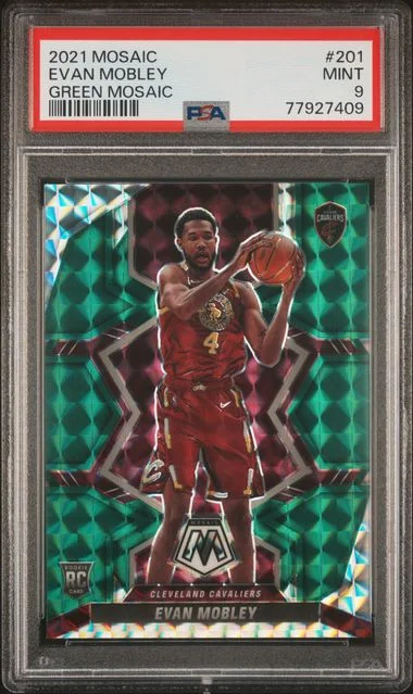 2021 Panini Mosaic Evan Mobley Green Mosaic #201 card image