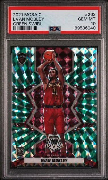 2021 Panini Mosaic Evan Mobley Green Swirl #263 card image