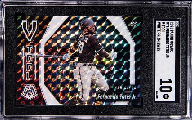 2021 Panini Mosaic Fernando Tatis Jr. V Tool White Prizm #VT6 card image