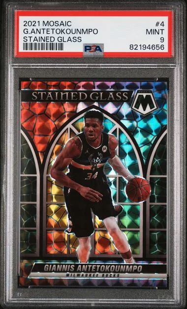 2021 Panini Mosaic Giannis Antetokounmpo Stained Glass #4 card image