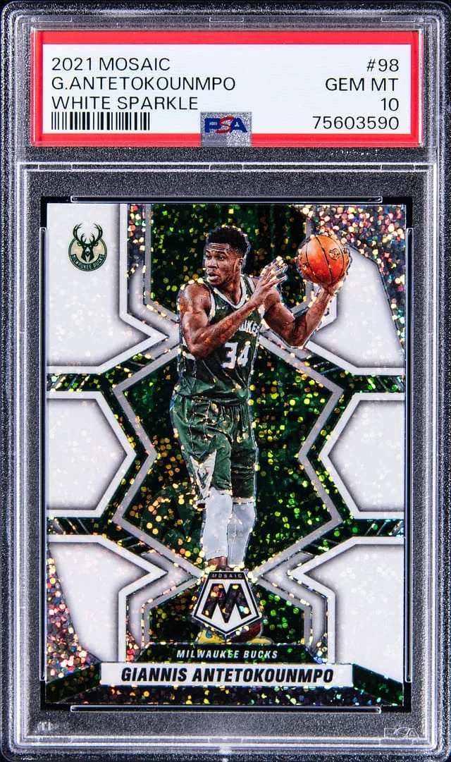 2021 Panini Mosaic Giannis Antetokounmpo White Sparkle #98 card image