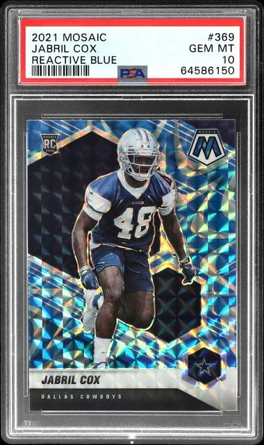 2021 Panini Mosaic Jabril Cox Reactive Blue #369 card image