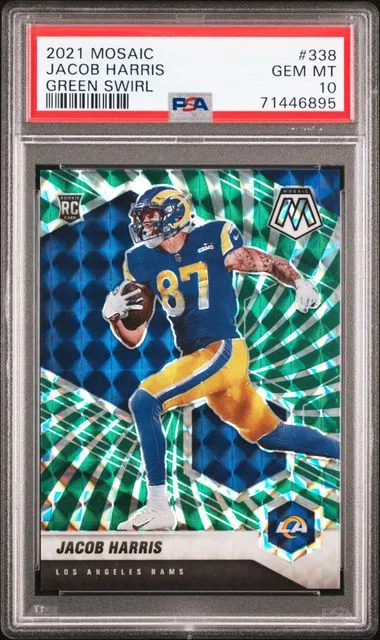 2021 Panini Mosaic Jacob Harris Green Swirl #338 card image