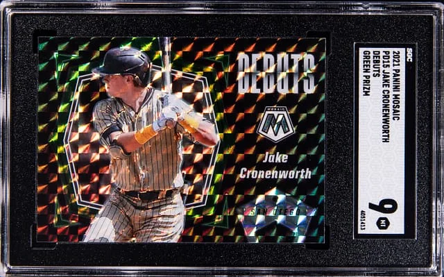 2021 Panini Mosaic Jake Cronenworth Debuts Green Prizm #PD15 card image