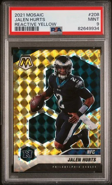 2021 Panini Mosaic Jalen Hurts Reactive Yellow #208 card image