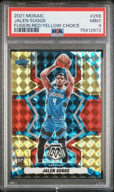 2021 Panini Mosaic Jalen Suggs Fusion Red/Yellow Choice #266 card image