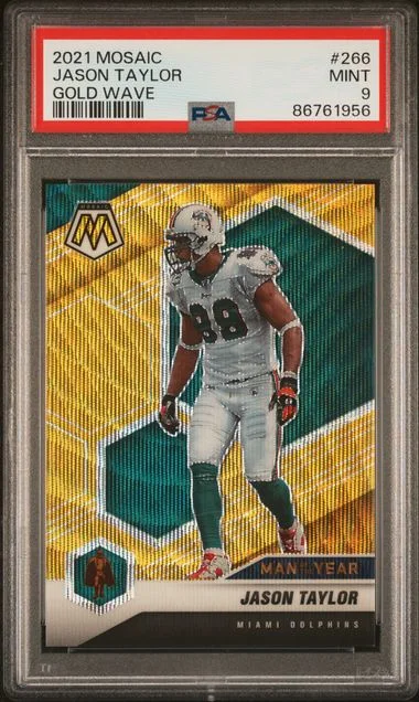2021 Panini Mosaic Jason Taylor Gold Wave #266 card image