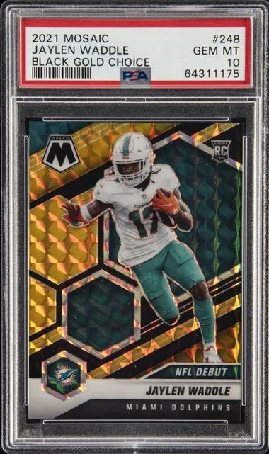2021 Panini Mosaic Jaylen Waddle Black Gold Choice #248 card image