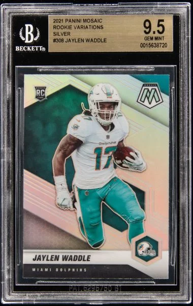 2021 Panini Mosaic Jaylen Waddle Silver #308-V card image