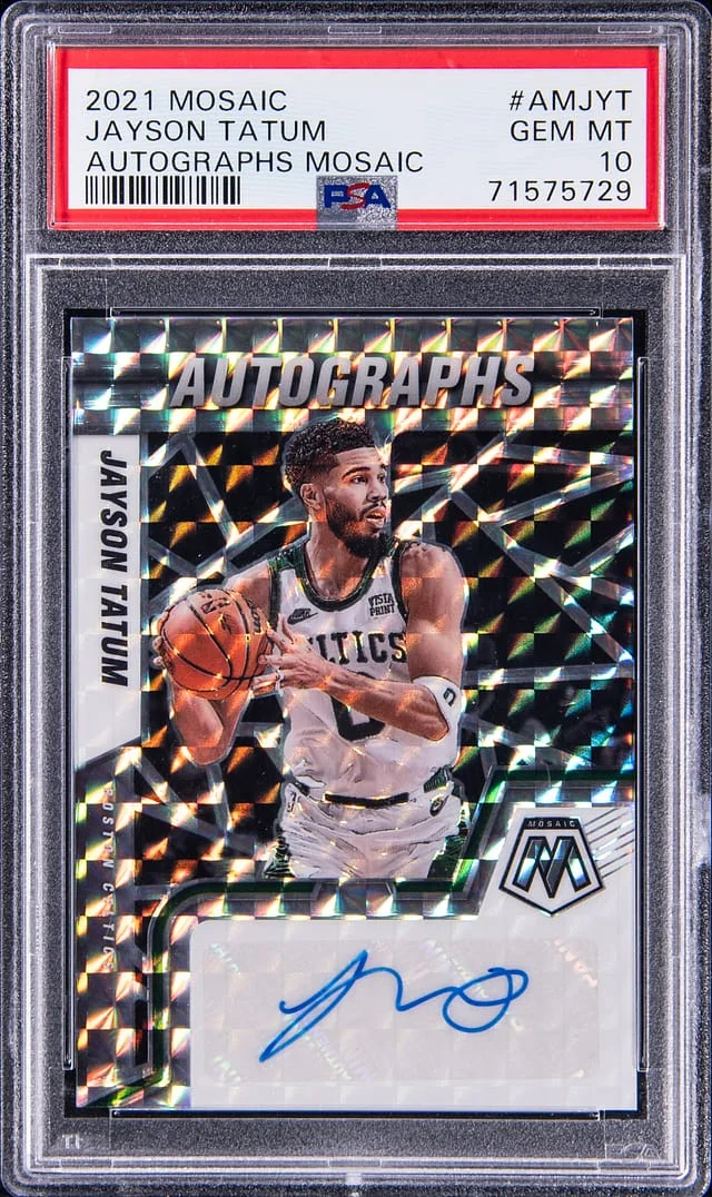2021 Panini Mosaic Jayson Tatum Autographs Mosaic #AMJYT card image