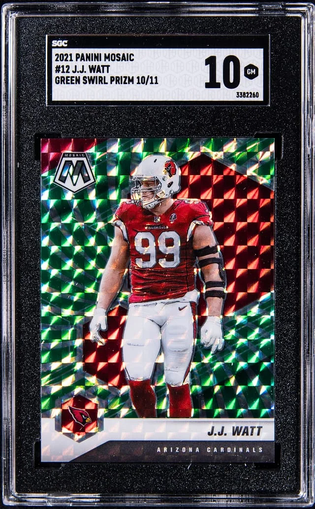 2021 Panini Mosaic J.J. Watt Green Swirl Prizm #12 card image
