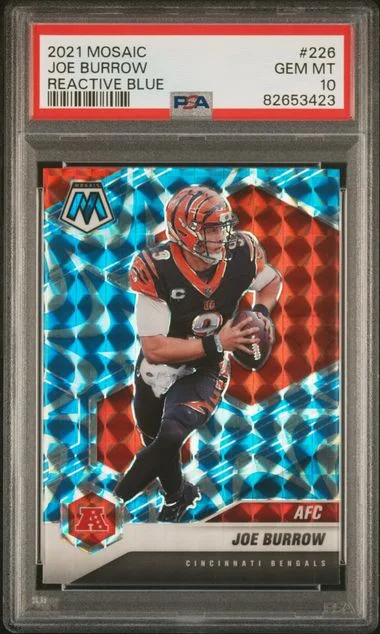 2021 Panini Mosaic Joe Burrow Reactive Blue #226 card image