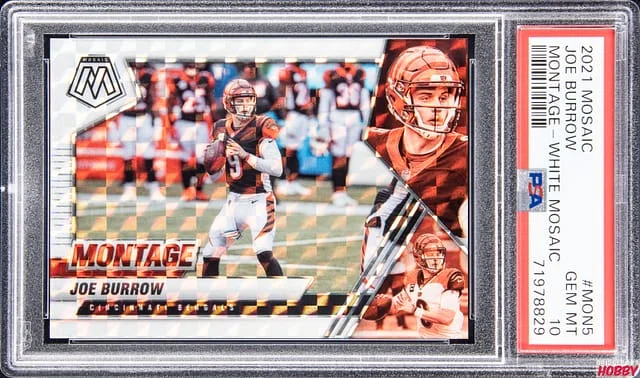 2021 Panini Mosaic Joe Burrow Montage White #MON5 card image