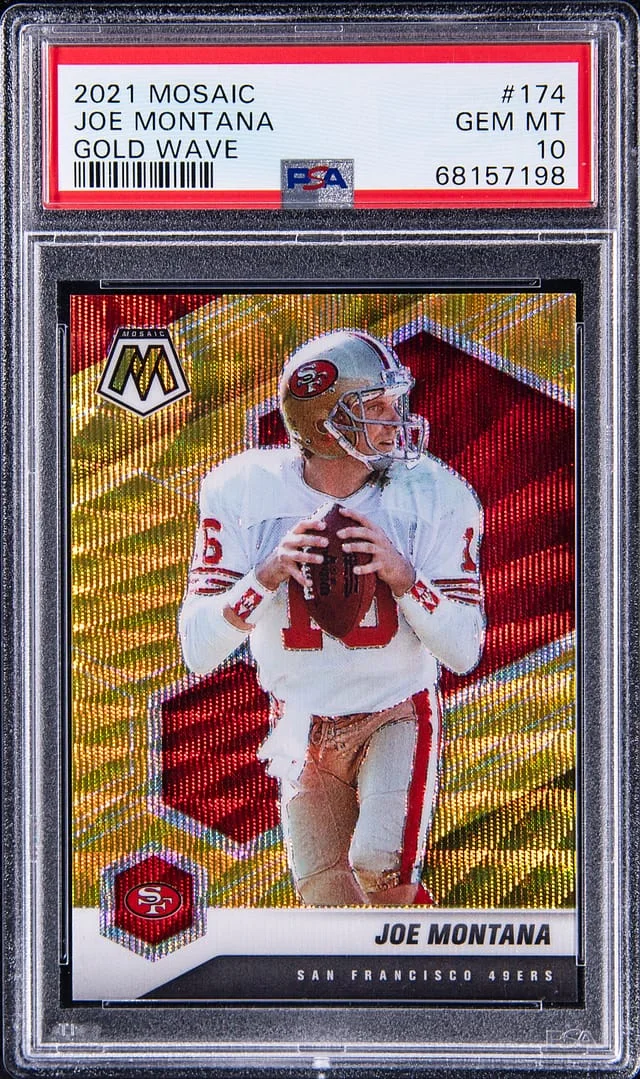 2021 Panini Mosaic Joe Montana Gold Wave #174 card image
