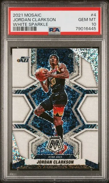 2021 Panini Mosaic Jordan Clarkson White Sparkle #4 card image