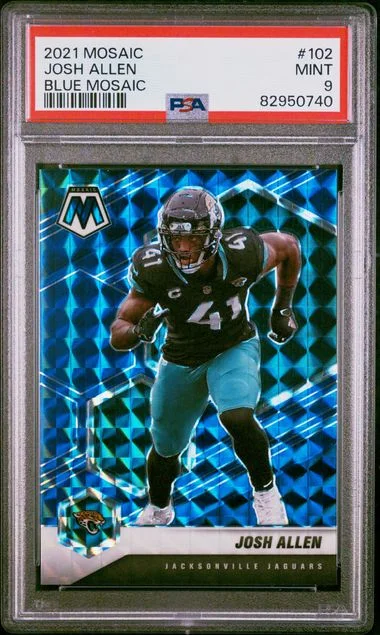 2021 Panini Mosaic Josh Allen Blue Mosaic #102 card image