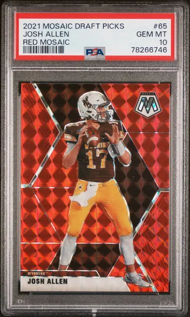 2021 Panini Mosaic Josh Allen Draft Picks Red Mosaic #65 card image