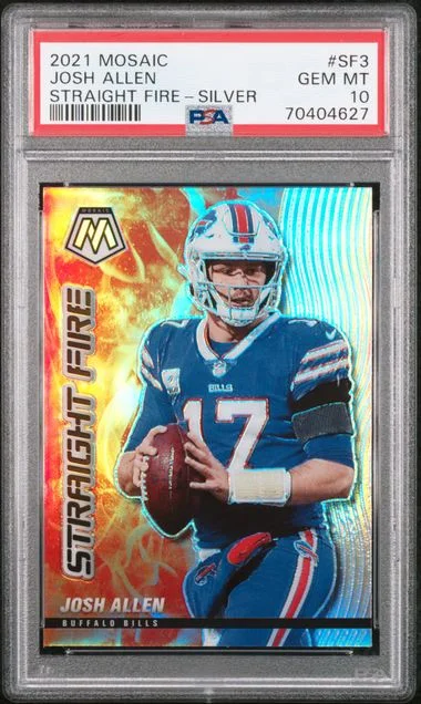 2021 Panini Mosaic Josh Allen Straight Fire Silver #SF3 card image