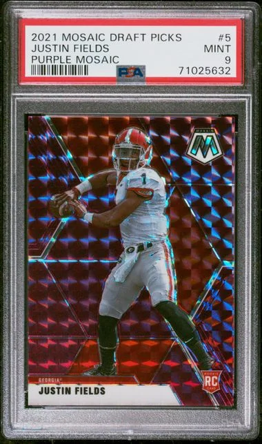 2021 Panini Mosaic Justin Fields Draft Picks Purple Mosaic #5 card image