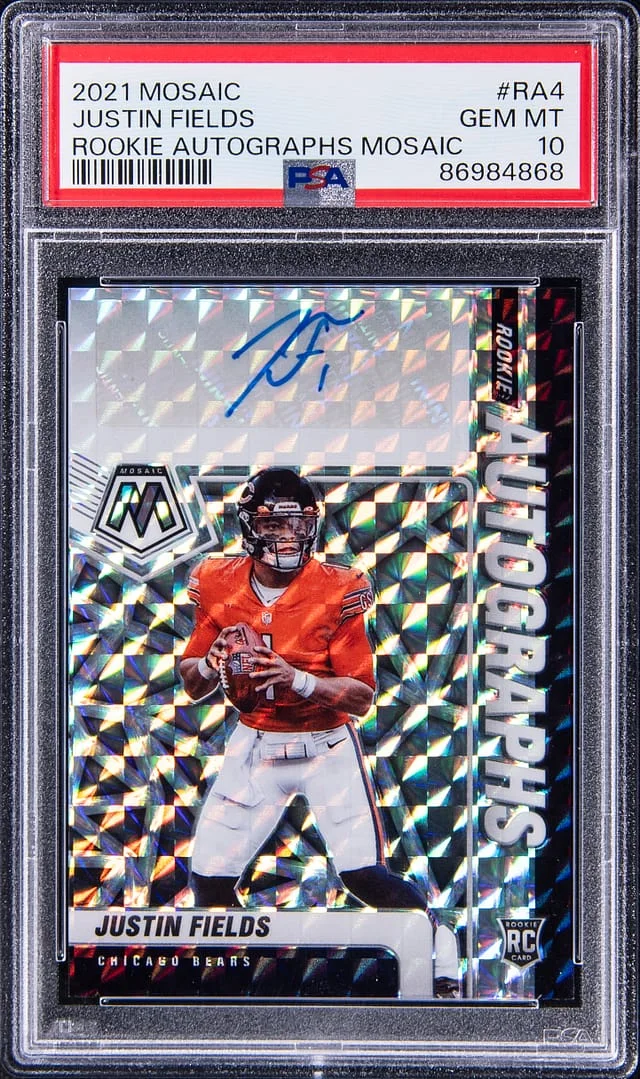 2021 Panini Mosaic Justin Fields Autographs Mosaic #RA4 card image