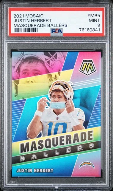 2021 Panini Mosaic Justin Herbert Masquerade Ballers #MB-5 card image