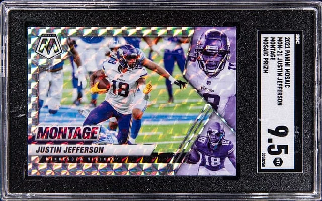 2021 Panini Mosaic Justin Jefferson Montage Mosaic Prizm #MON-21 card image