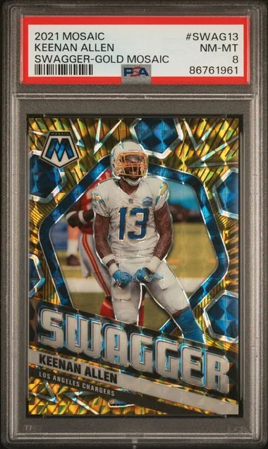 2021 Panini Mosaic Keenan Allen Swagger Gold Mosaic #SWAG13 card image