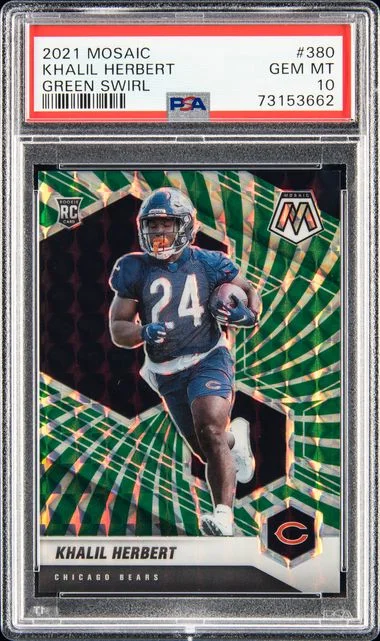 2021 Panini Mosaic Khalil Herbert Green Swirl #380 card image