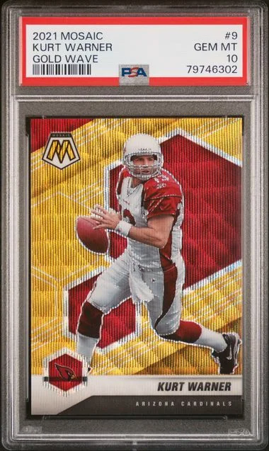 2021 Panini Mosaic Kurt Warner Gold Wave #9 card image