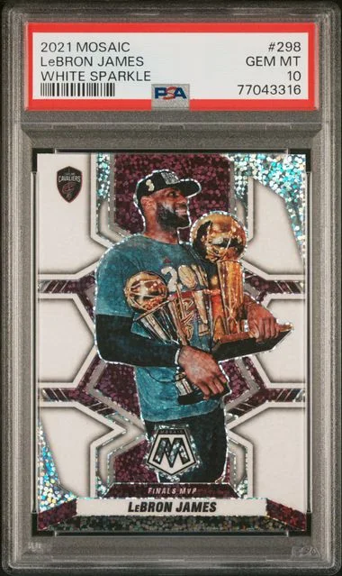 2021 Panini Mosaic LeBron James White Sparkle #298 card image