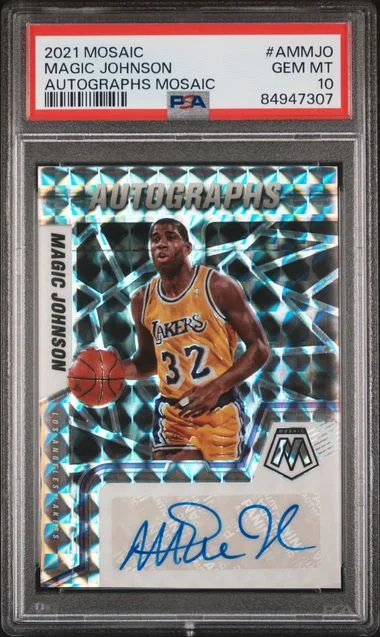 2021 Panini Mosaic Magic Johnson Autographs Mosaic #AM-MJO card image