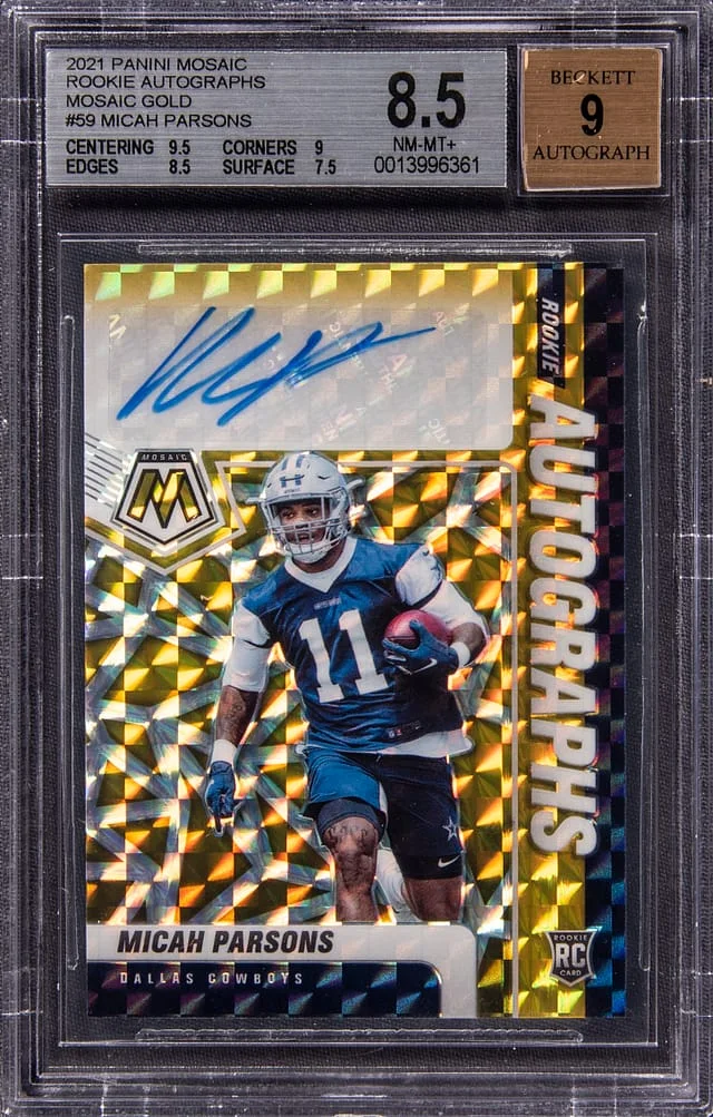 2021 Panini Mosaic Micah Parsons Autographs Mosaic Gold #59 card image