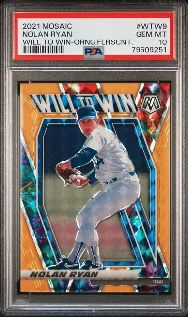 2021 Panini Mosaic Nolan Ryan Will To Win Orange Fluorescent #Wtw9 card image