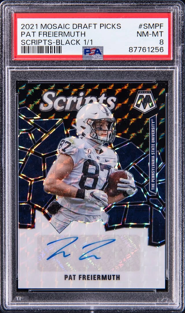 2021 Panini Mosaic Pat Freiermuth Draft Picks Scripts Black #SM-PF card image