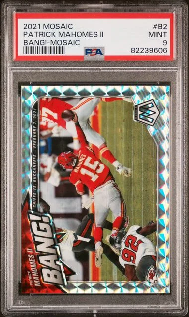 2021 Panini Mosaic Patrick Mahomes II Bang! #B2 card image