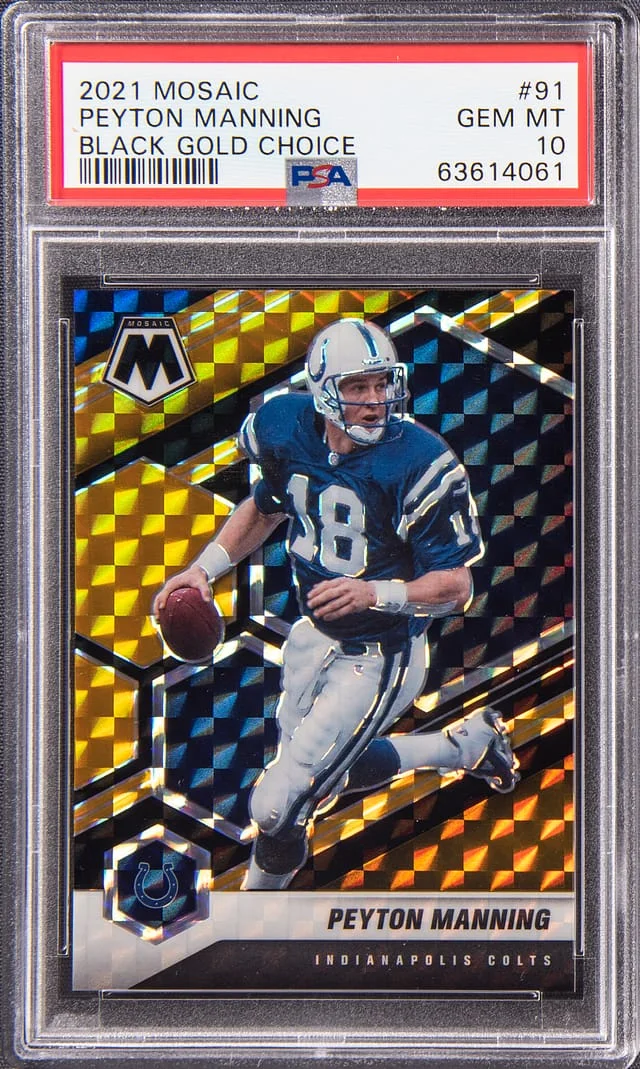 2021 Panini Mosaic Peyton Manning Black Gold Choice #91 card image