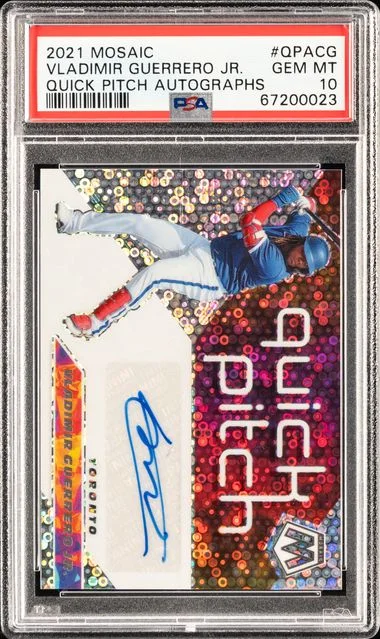 2021 Panini Mosaic Quick Pitch Autographs Qpacg Vladimir Guerrero Jr. #no-number card image